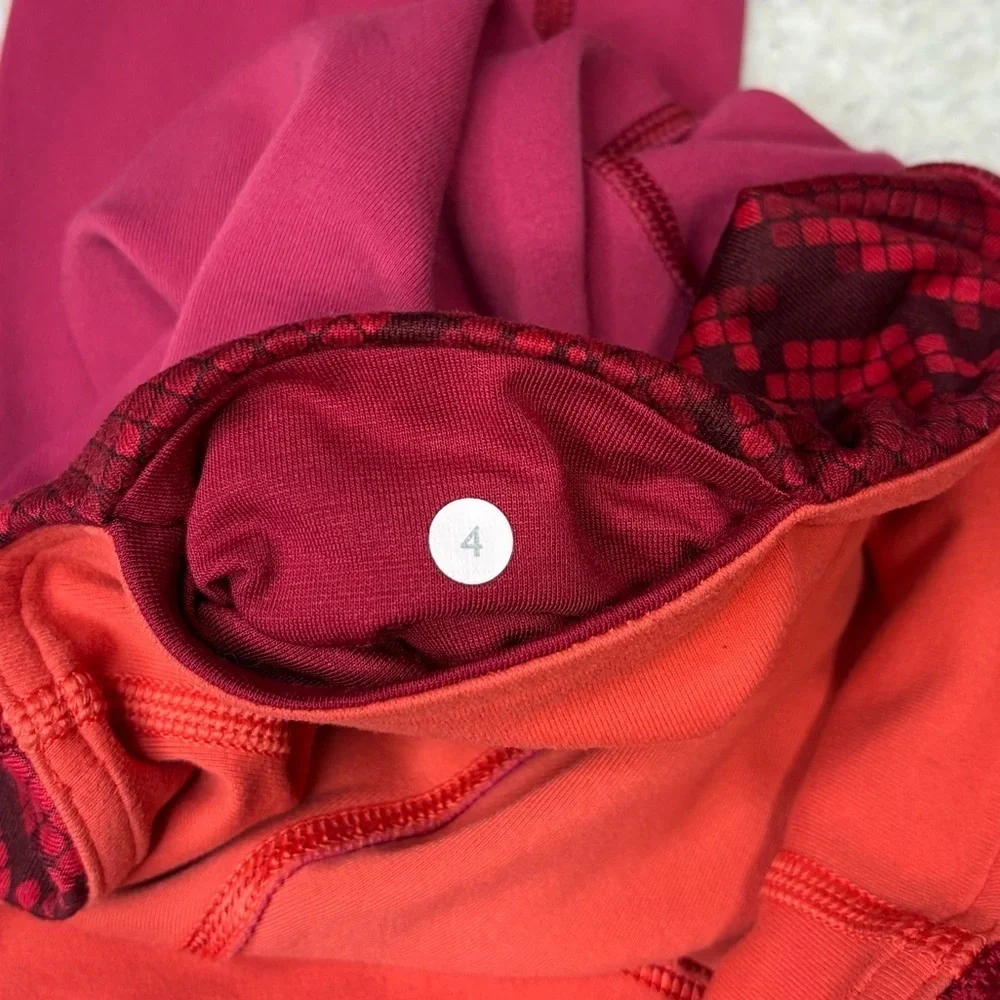 Lululemon Women Red Wunder Under II Full Length Reversible Leggings